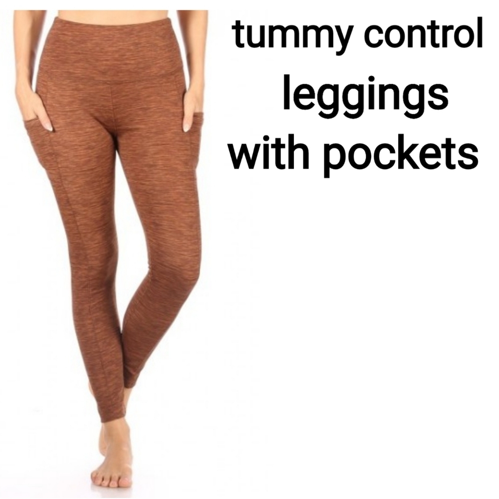 Womens Tummy Control Sport Leggings With Pockets